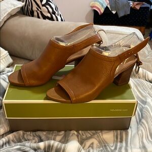 Naturalizer Women's Brown Open-Toe Slingback Heels